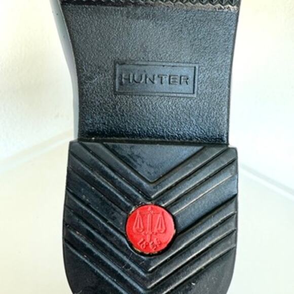 Hunter Gloss Quilted Tall Rain Boots Charcoal Rubber Waterproof 7 Women EUC - Picture 11 of 15
